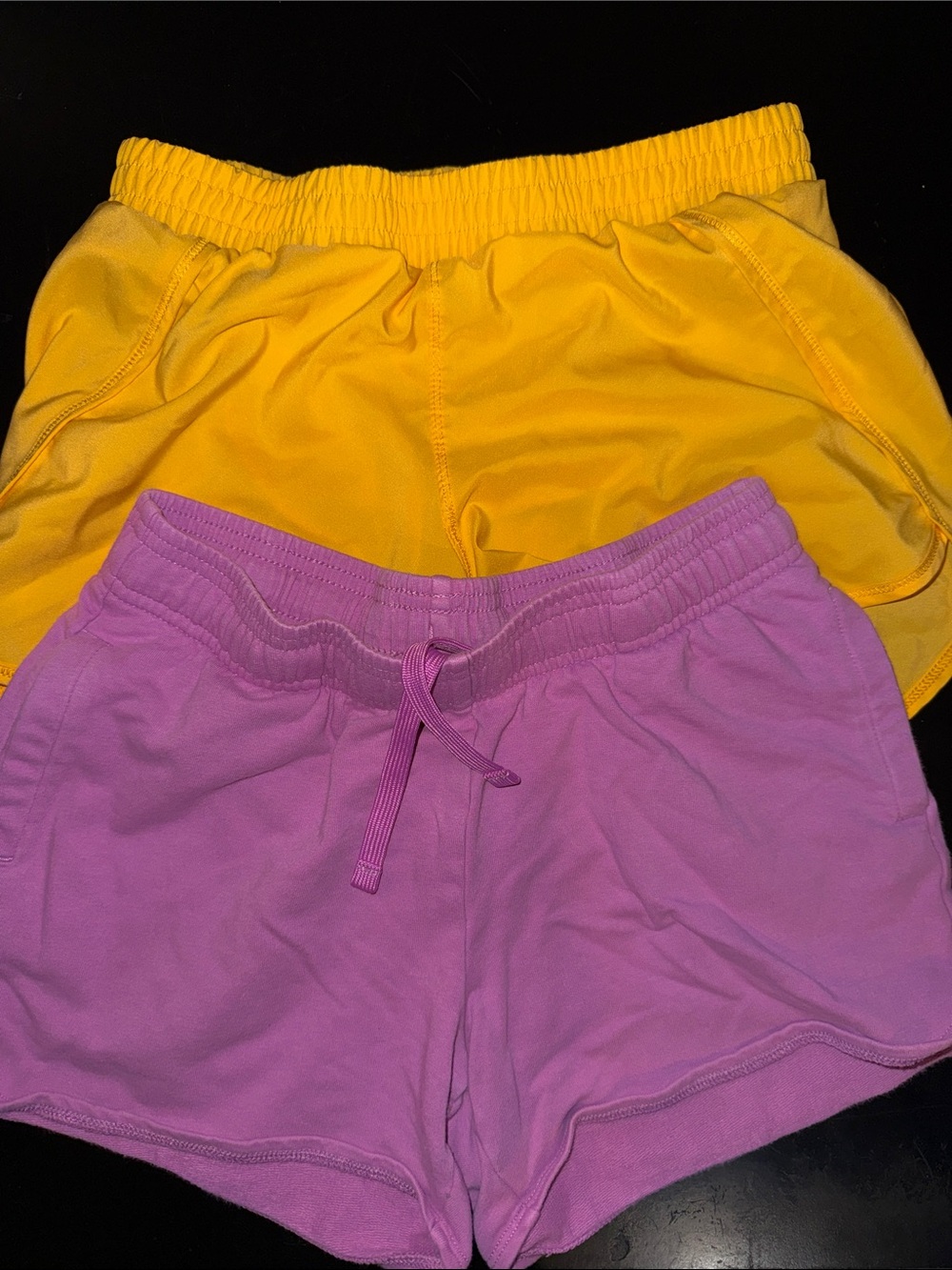 all in motion Yellow & Purple Girls Knit Pull-On Shorts Duo